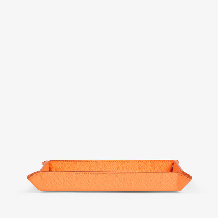 Smythson Panama Small Rect Trinket Tray LIGHT ORANGE