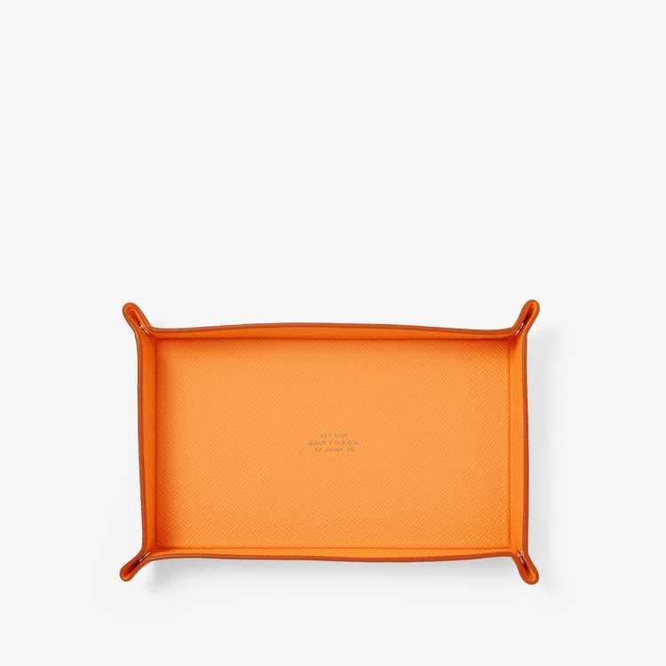 Smythson Panama Small Rect Trinket Tray LIGHT ORANGE