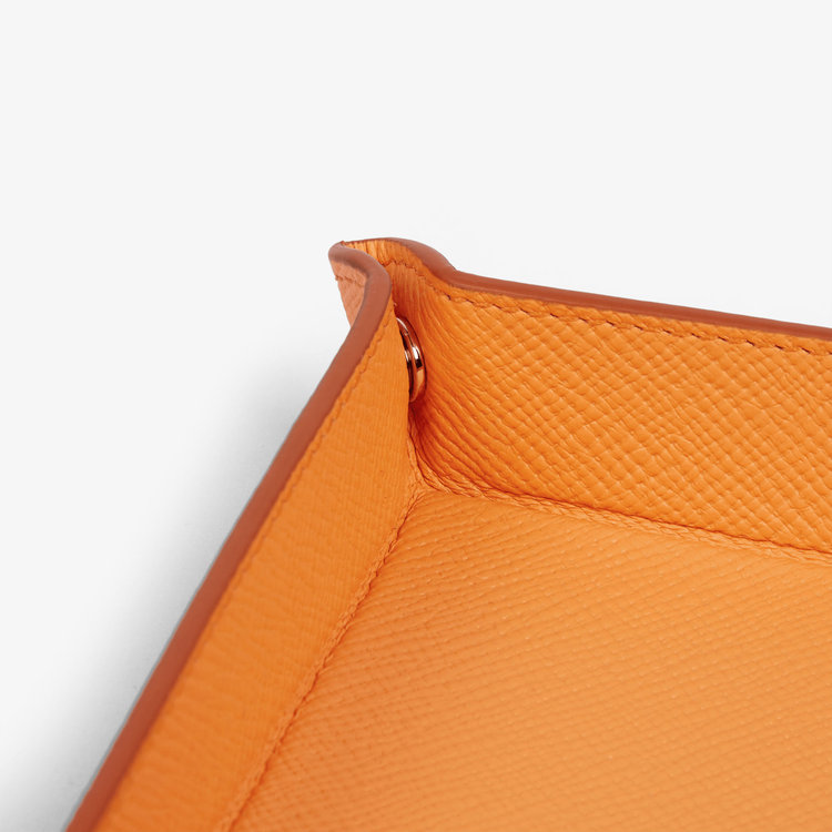 Smythson Panama Small Rect Trinket Tray LIGHT ORANGE