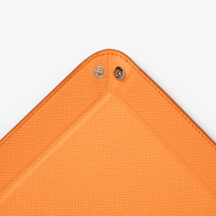 Smythson Panama Small Rect Trinket Tray LIGHT ORANGE