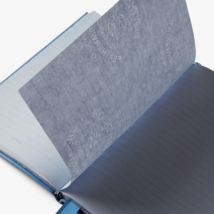 Smythson Pastegrain Soho Notebook in Liberty NILE BLUE
