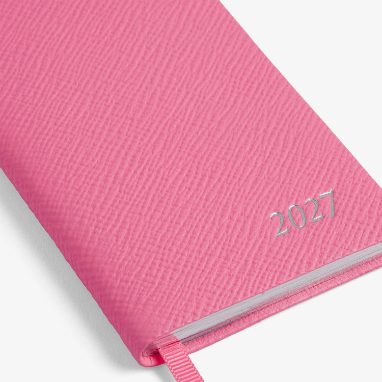 Smythson 【予約】2027 Wafer Weekly Diary in Pastegrain FLAMINGO