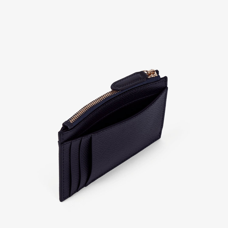 Smythson 8 Card Slot Coin Purse in Panama NAVY