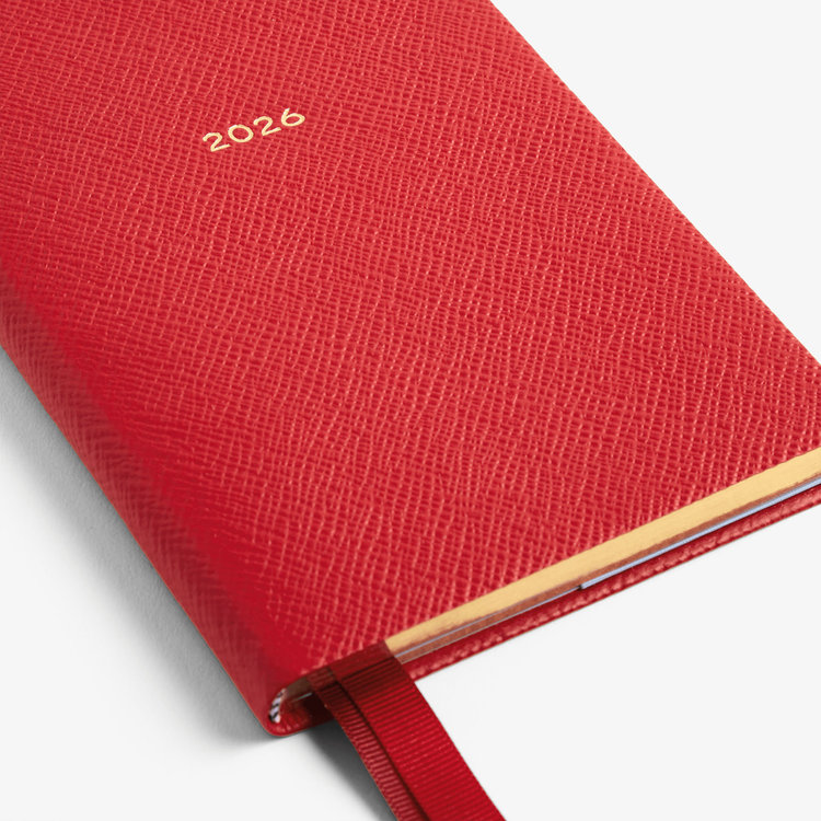 Smythson 【予約】2027 Chelsea Weekly Diary in Pastegrain SCARLET RED