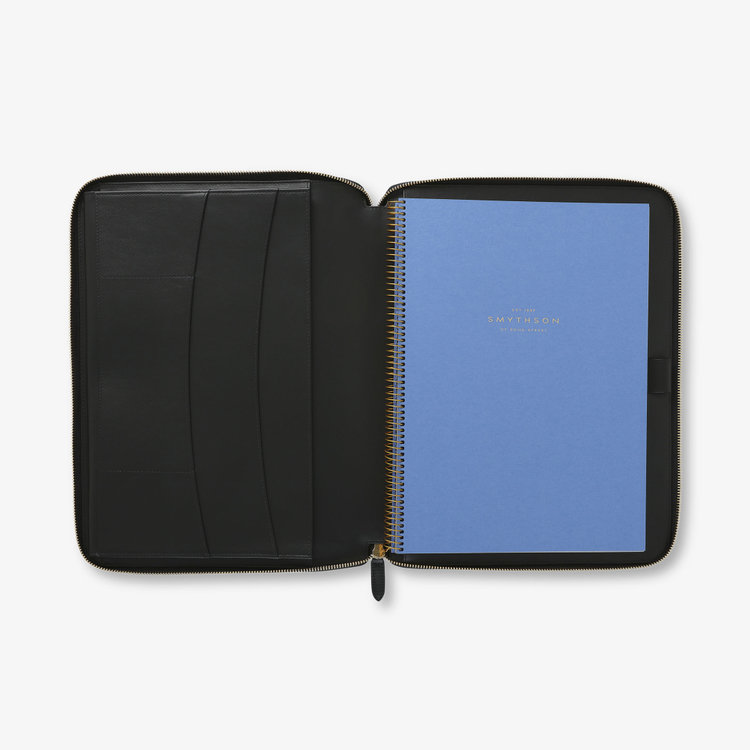 Smythson Panama A4 Zip Folder BLACK