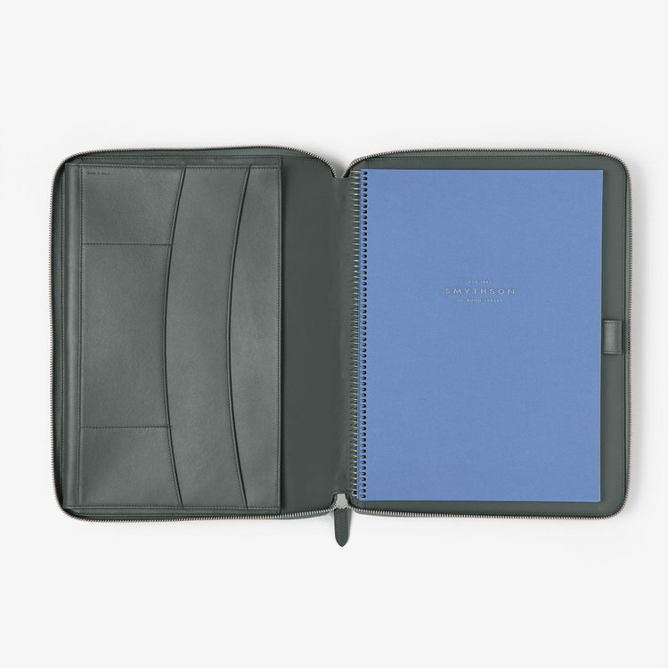 Smythson Panama A4 Zip Folder S GREEN