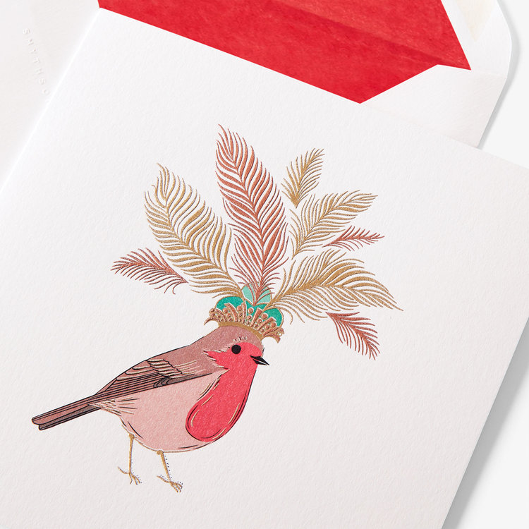 Smythson Christmas Robin Rbreast 10CE WHITE WOVE