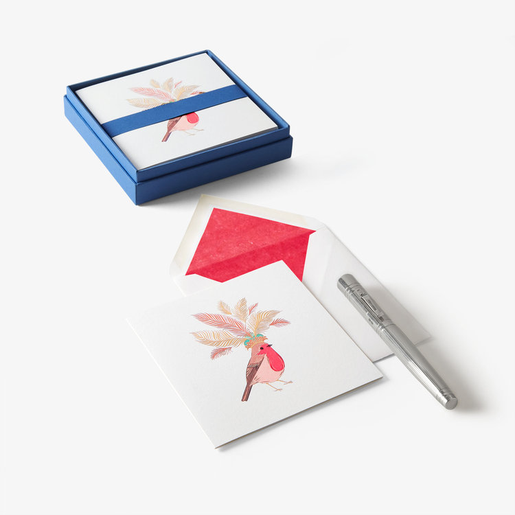 Smythson Christmas Robin Rbreast 10CE WHITE WOVE