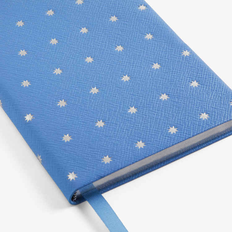 Smythson Pastegrain Stars Soho Notebook NILE BLUE