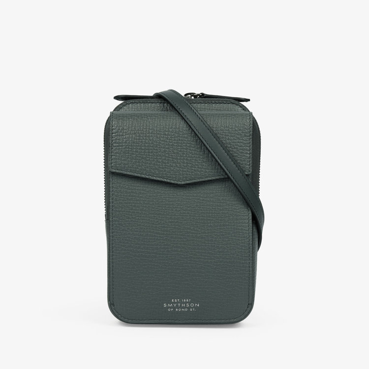Smythson  Crossbody Pouch in Ludlow SLATE GREEN