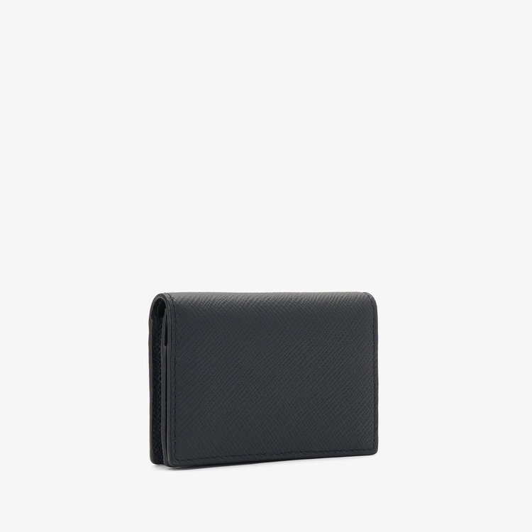Smythson Panama Folded Card Case With Snap Closure NAVY