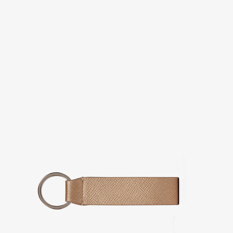 Smythson Panama Keyring with Leather Strap BRONZE