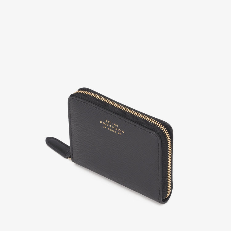 Smythson Panama Small Zip Around Purse BLACK