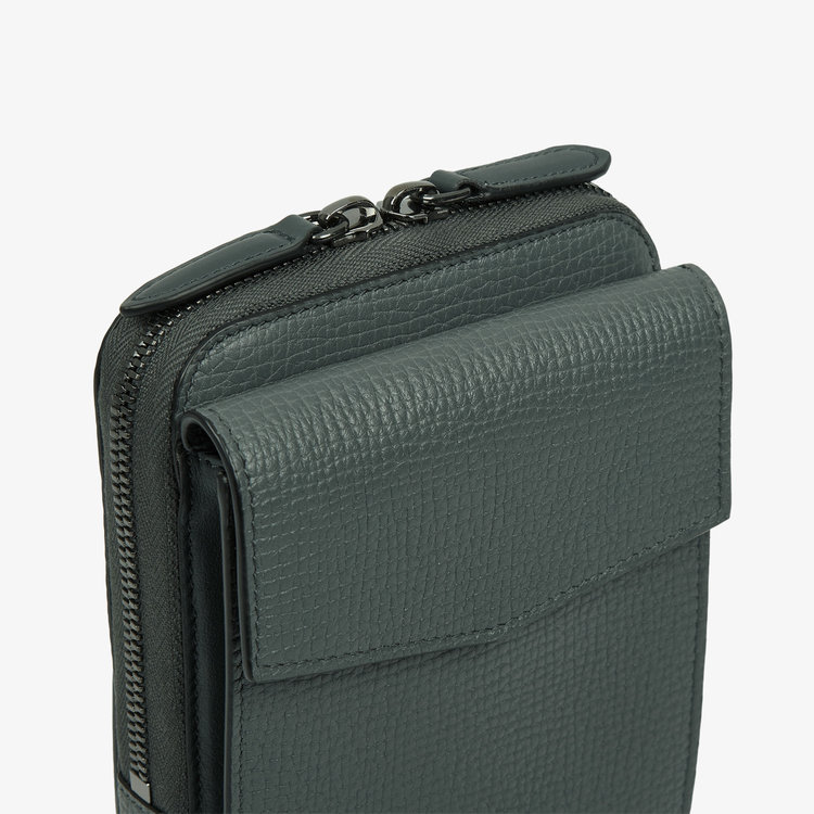 Smythson  Crossbody Pouch in Ludlow SLATE GREEN