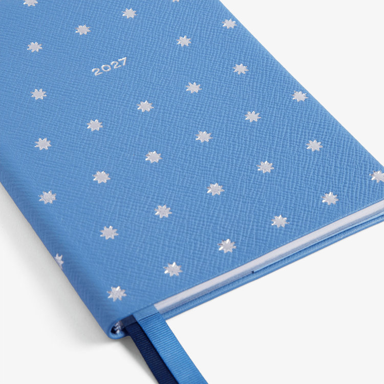 Smythson 【ポイント10%還元】2027 Soho Stars Weekly Diary in Pastegrain NILE BLUE