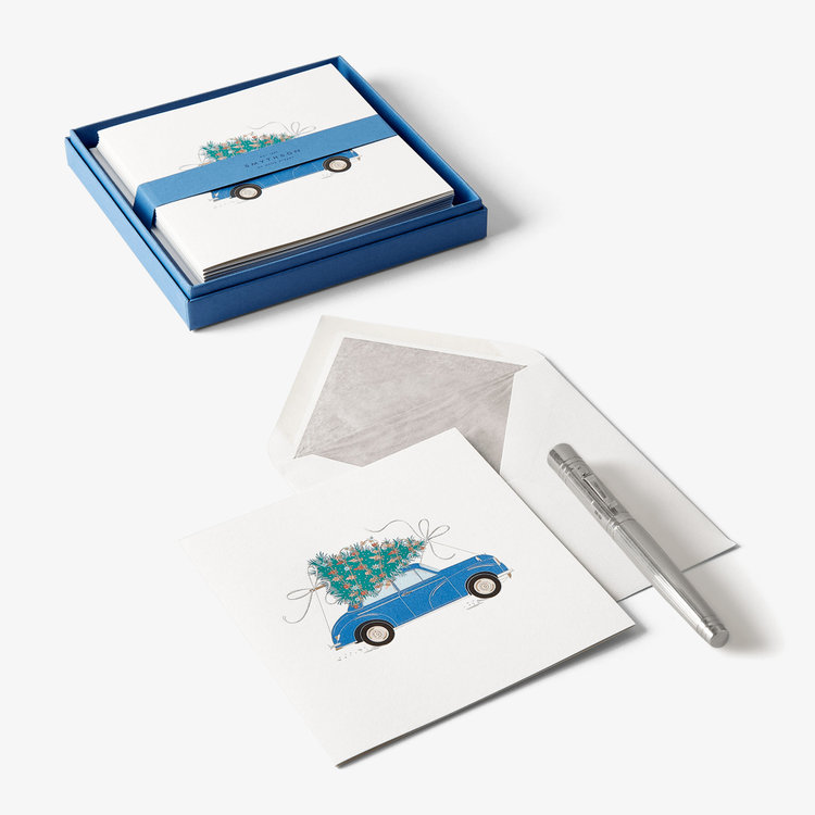 Smythson Christmas Car 10CE WHITE WOVE