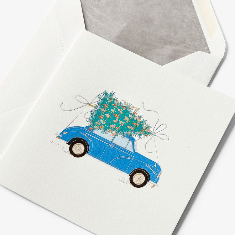 Smythson Christmas Car 10CE WHITE WOVE