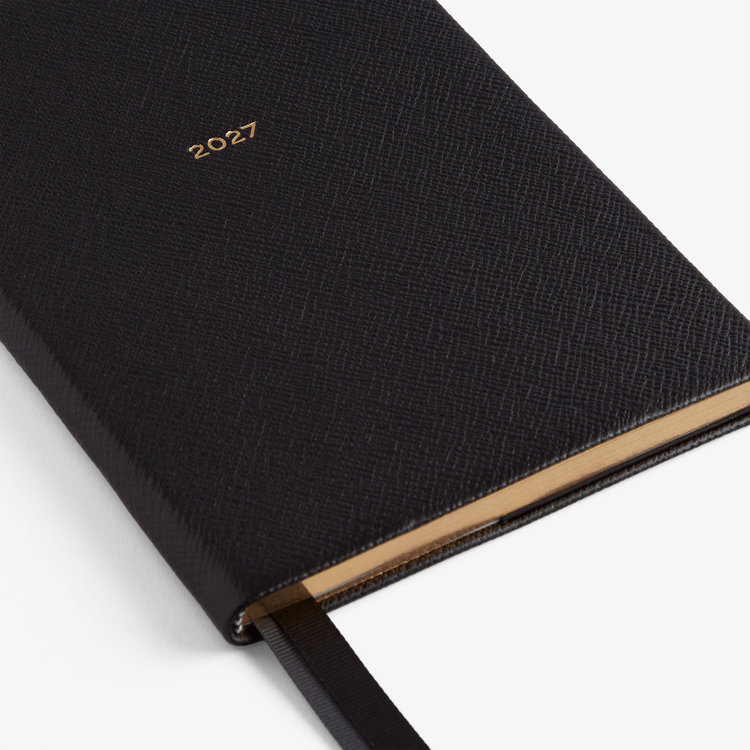 Smythson 2027 Soho Vertical Weekly Diary in Pastegrain BLACK