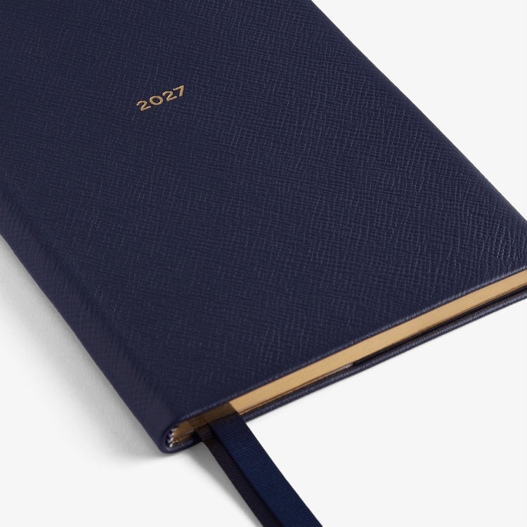 Smythson 2027 Soho Vertical Weekly Diary in Pastegrain NAVY