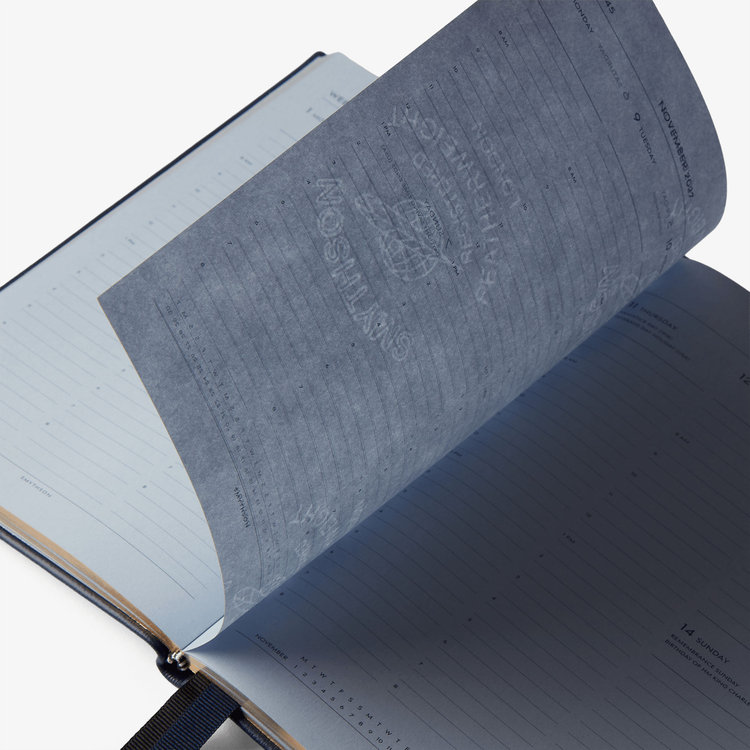 Smythson 2027 Soho Vertical Weekly Diary in Pastegrain NAVY