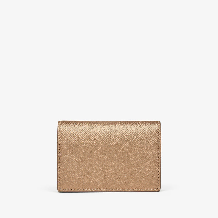 Smythson Panama Folded Card Case with Snap Closure BRONZE