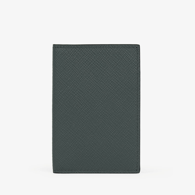 Smythson Panama 6CC Folded Card Holder SLATE GREEN
