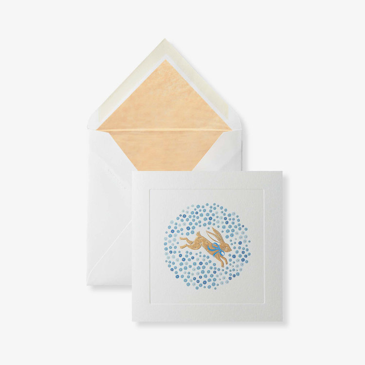 Smythson Spring Bunny. Card WHITE WOVE