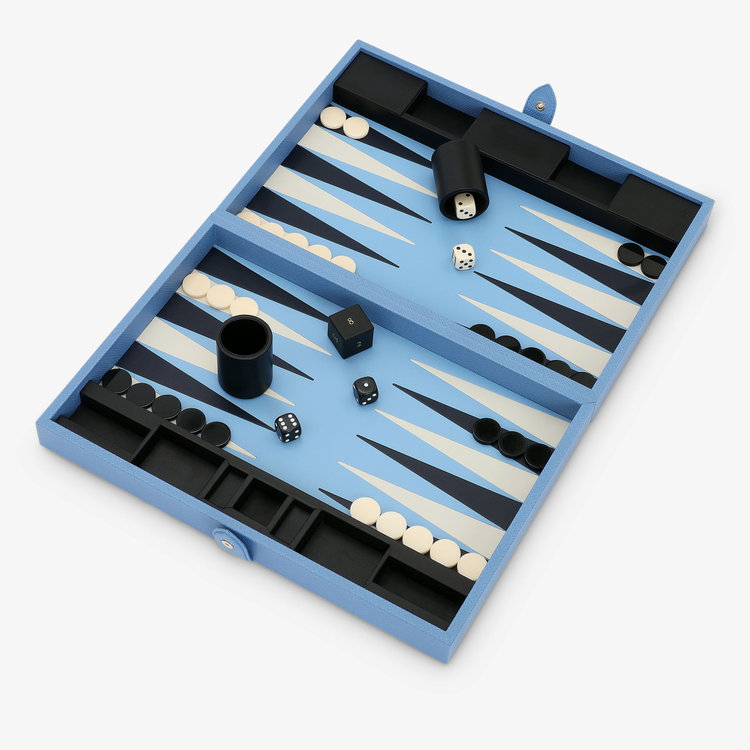 Smythson Panama Medium Bkgammon Case NILE BLUE