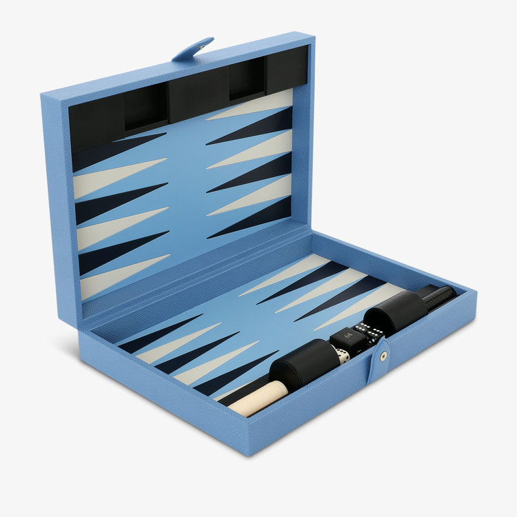 Smythson Panama Medium Bkgammon Case NILE BLUE