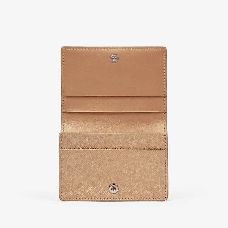 Smythson Panama Folded Card Case with Snap Closure BRONZE