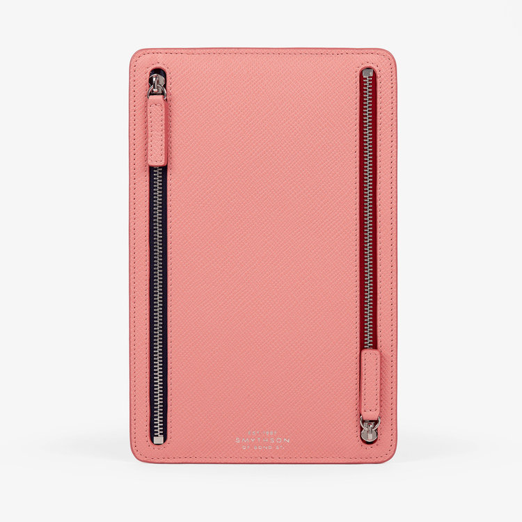 Smythson Panama Multi-Zip Case CANDY PINK