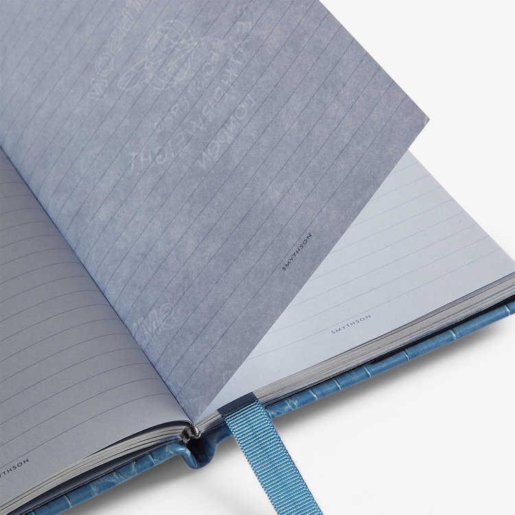 Smythson Mara Chelsea Notebook With Slide NILE BLUE