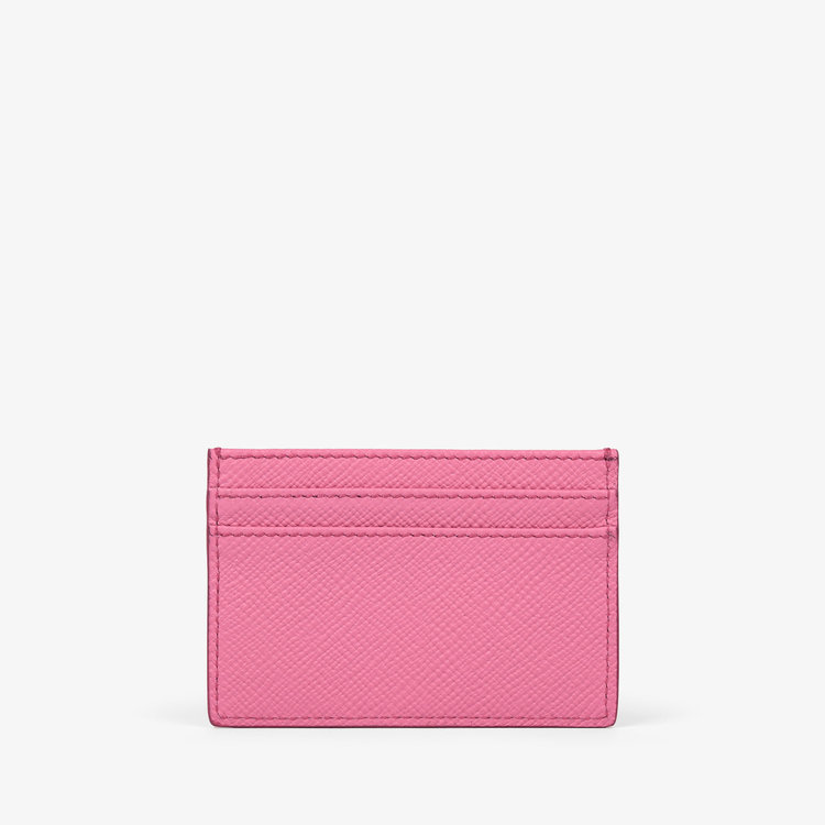 Smythson Panama Flat Card Holder FLAMINGO