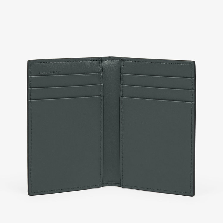 Smythson Panama 6CC Folded Card Holder SLATE GREEN