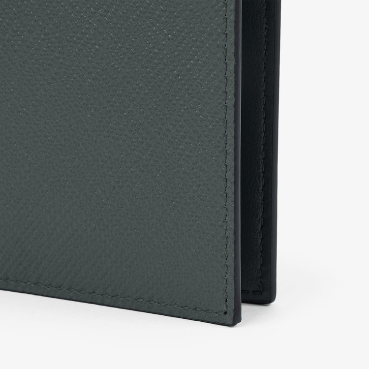 Smythson Panama 6CC Folded Card Holder SLATE GREEN