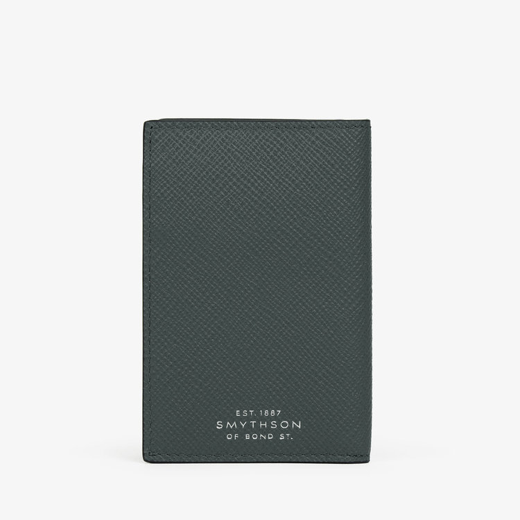 Smythson Panama 6CC Folded Card Holder SLATE GREEN