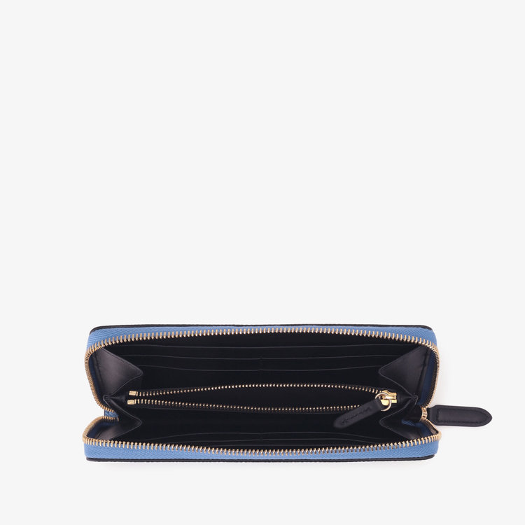 Smythson Panama Large Zip Around Purse NILE BLUE