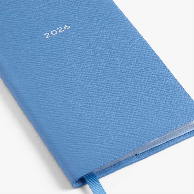 Smythson 【予約】2027 Memoranda Weekly Diary in Pastegrain NILE BLUE