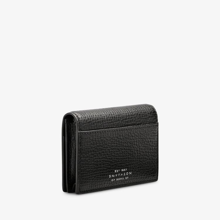 Smythson Ludlow Folded Card Case With Snap Closure  BLACK