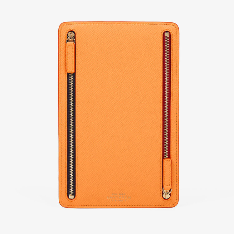 Smythson Panama Multi-Zip Case LIGHT ORANGE