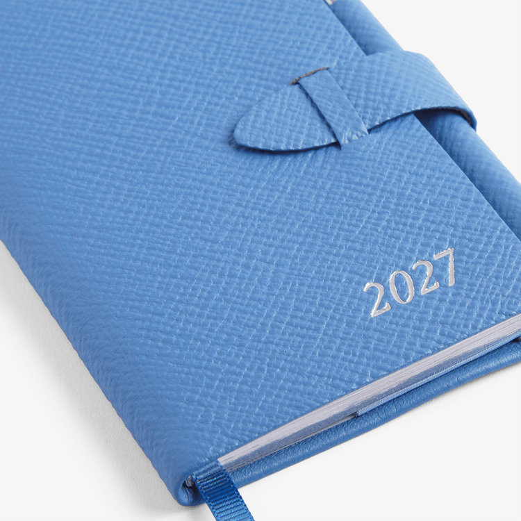 Smythson 2027 Wafer Weekly Diary with Pencil in Pastegrain NILE BLUE