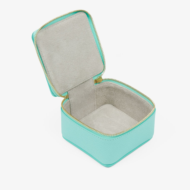 Smythson Panama Medium Trinket Case BRIGHT AQUA