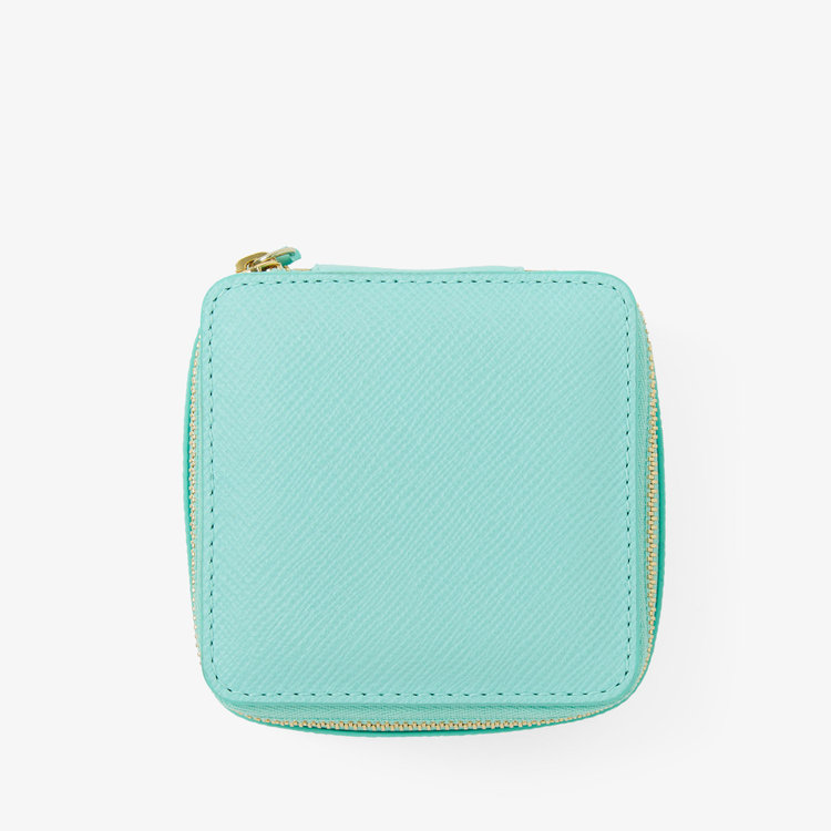 Smythson Panama Medium Trinket Case BRIGHT AQUA