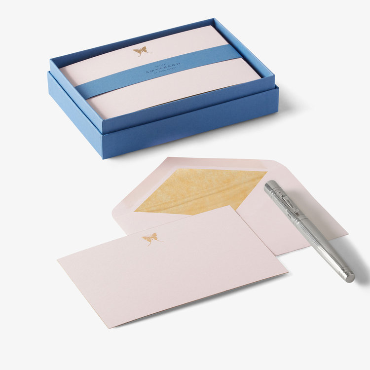 Smythson Iconic Butterfly 10 Card Set PARK AVENUE PINK