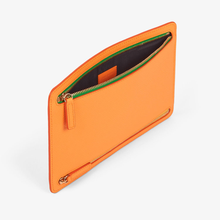 Smythson Panama Multi-Zip Case LIGHT ORANGE