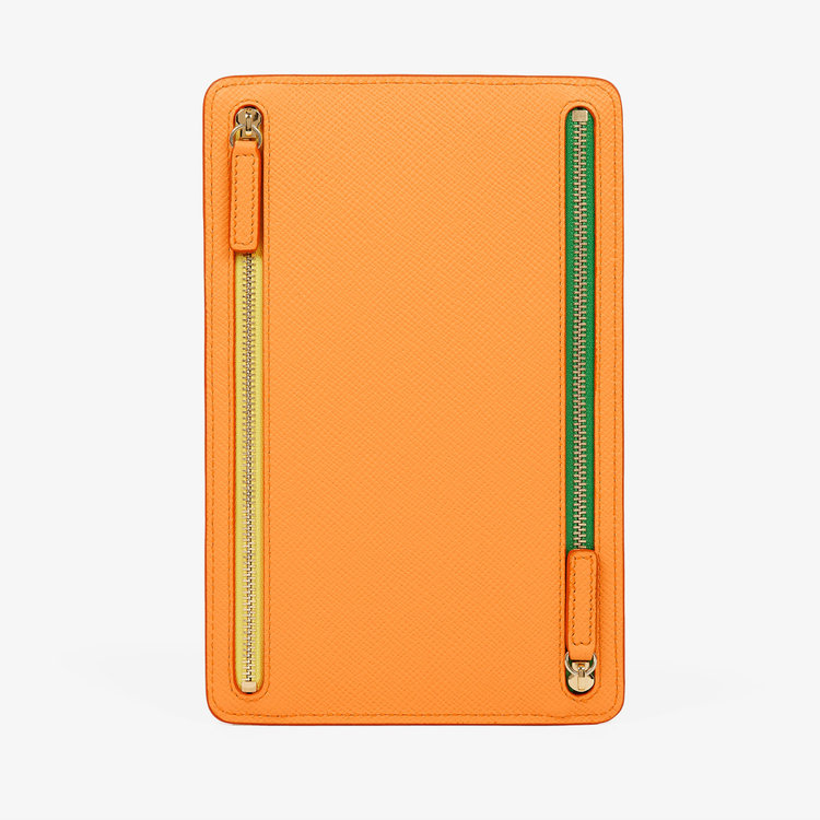 Smythson Panama Multi-Zip Case LIGHT ORANGE