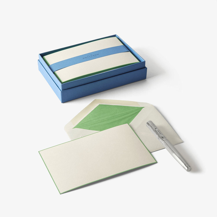 Smythson Single Border Kings Cards 10 Card Set WHITE LAID SHAMROCK
