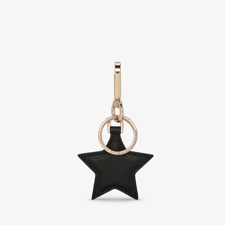 Smythson Panama Star Keyring BLACK