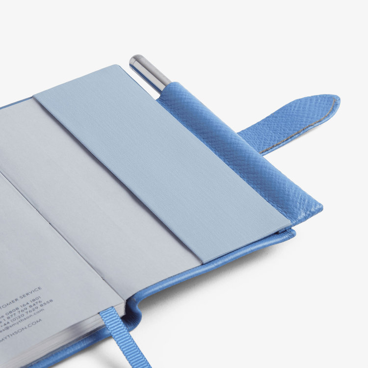 Smythson 2027 Wafer Weekly Diary with Pencil in Pastegrain NILE BLUE
