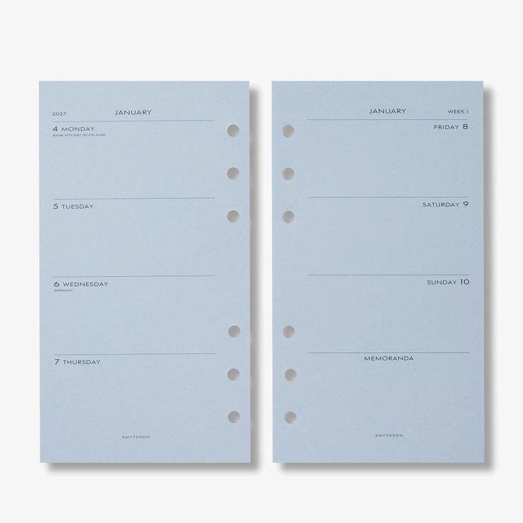 Smythson 2027 Bond Diary Organiser Refill NILE BLUE
